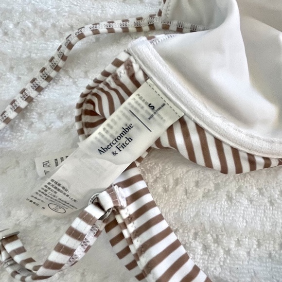 Abercrombie & Fitch Neutral Striped High Waist Bikini Small Top XS Bottom - Picture 5 of 11